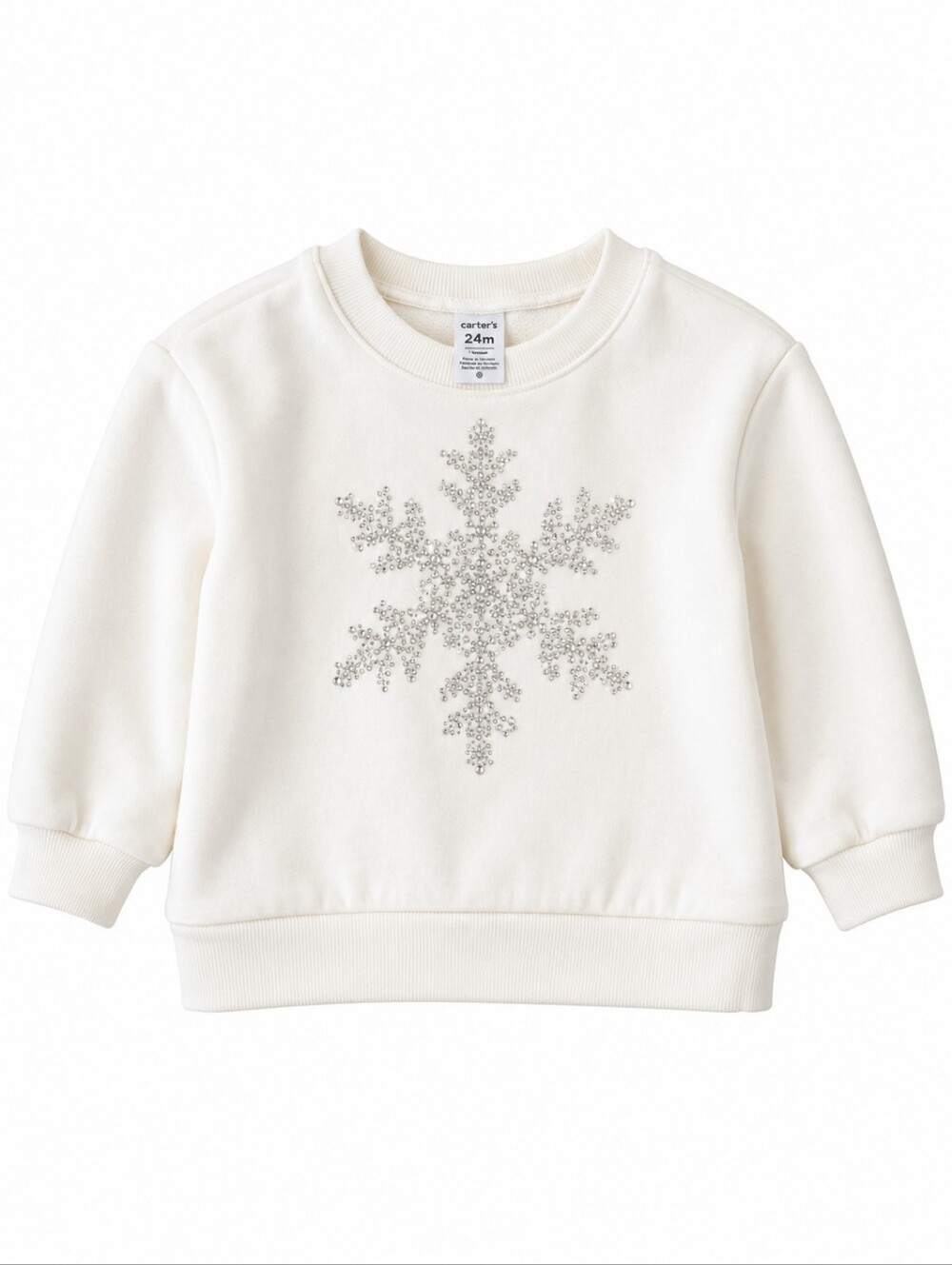 Carter's Girls 24M Ivory Silver Sequin Snowflake Crewneck Sweatshirt